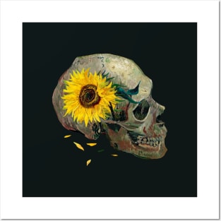 Van Gogh Skull with Sunflower Posters and Art